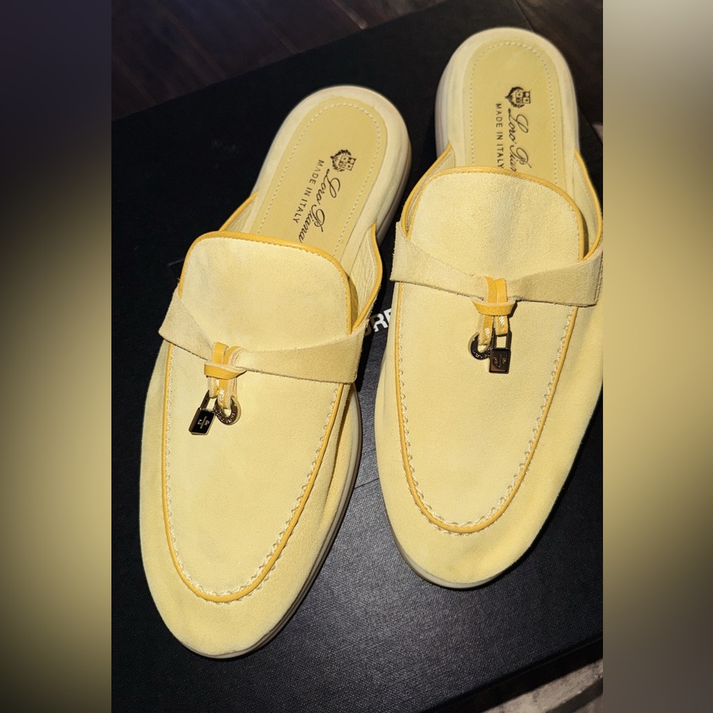 Loro Piana Light Yellow Suede Loafers